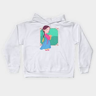 cute hanbok girl Kids Hoodie